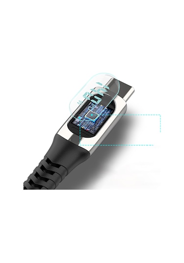 Micflip A08 Dijital Led Ekranlı Type-c To Type-c Pd Data Ve Şarj Kablosu 140w 1m Mavi