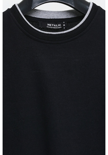 MMetalic MTLCE68 Çift Bisiklet Yaka Standart Rahat Kesim Erkek Sweatshirt - Siyah MMetalic MTLCE68 Çift Bisiklet Yaka Standart Rahat Kesim Erkek Sweatshirt - Siyah