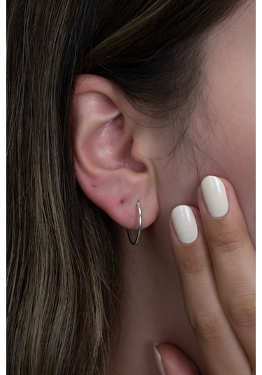 Takı Dükkanı Kadın Gümüş Halka Küpe Taşsız Menteşeli wsk01-t