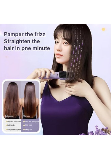Vkemall Kablosuz Mini İyon Saç Düzleştirici Testere - 3 Hız Ayarı, Usb Şarjlı, 3200mah Pil, Anti-yanık, Otomatik Kapanma - Mor