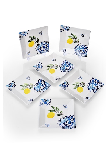 Piatti Naturali 6'lı Limon Tatlı Tabak Seti Sunum Servis Pasta 15 Cm