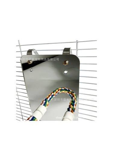 Ruicoo Kuş Aynası Ve Pamuk İp Tünek Seti - Renkli Ve Büyük Boy 13x17.6cm