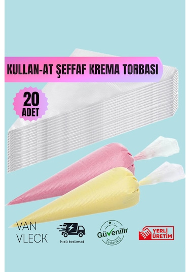 20 Li Kullan-at Krema Sıkma Torbası Pasta Süsleme Poşeti