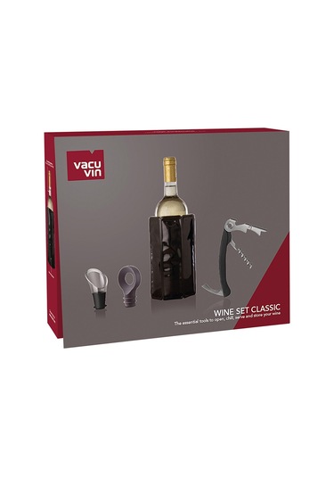 Vacu Vin Klasik Şarap Seti 4 Parça - Kutulu - Siyah