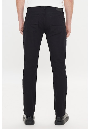 AC&Co / Altınyıldız Classics 360 Derece Her Yöne Esneyen Slim Fit Dar Kesim Diyagonal Desenli Erkek Pantolon Siyah