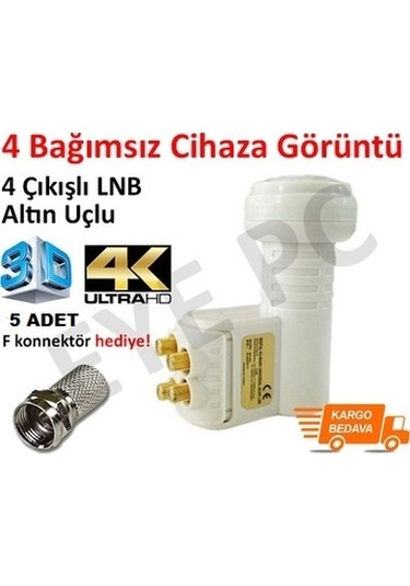 EYEPC 4'Lü Quad 4 Çıkışlı Full HD 3D 4K Ultra HD 5 F LNB