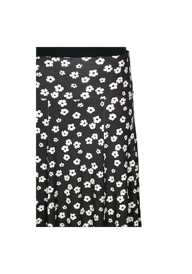 Barem Kadın Arzu Korsajlı 6 Parçalı Serpme Papatyalar Siyah Etek Siyah