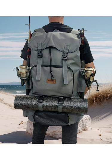 Termal Alt Bölmeli Gri Olta Sabıtlemeli Kamp Ve Balıkçı Çantası Gri