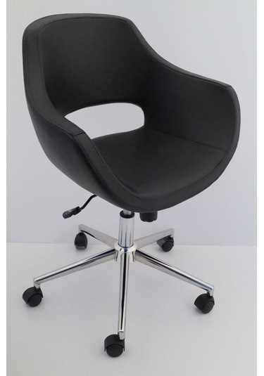 Ultra Siyah Deri Ofis Koltuğu