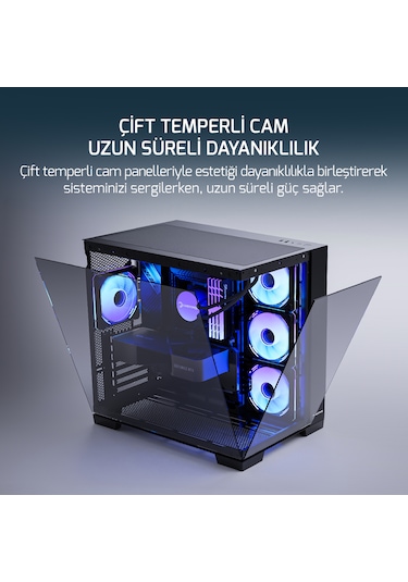 Gamepower Warcry Pulse 4x12 CM ARGB Fan Temperli Cam Atx Gaming Kasa