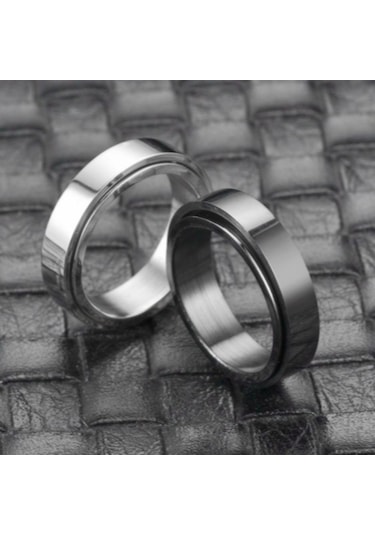 Gümüş Dönen Dinamik Titanyum Çelik Yüzük Yüzük Kadın Minimalist Yüzük Yüzük 10 Gümüş