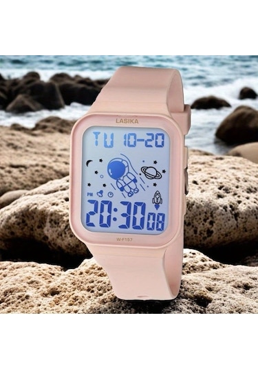 Primepickings Kızlar Astronot Tema Işıklı Mavi Kare Kadranlı Ipx7 Suya Dayanıklı Digital Saat Diğer