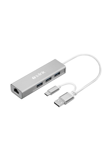 S-lınk Type-c -usb 3.0 1000mbps 3 Port Usb Gigabit Ethernet Adaptör Gri