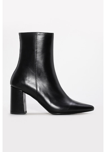 Hakiki Deri Kadın Kalın Topuklu Bot 215dza3211 Siyah