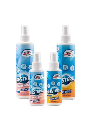 Resteril Doğal Alkolsüz Parfümsüz Bebek Alanı ve Aile Yüzey Hijyen Spreyi 600 ML