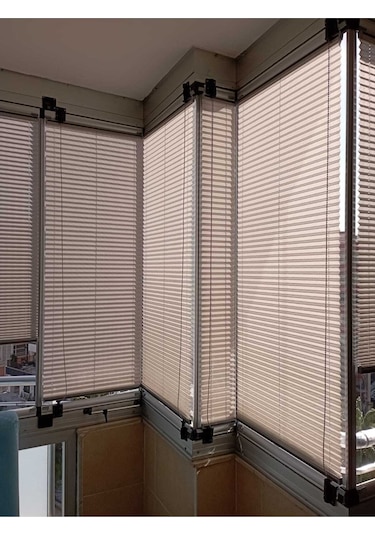 Açık Gri 09-14 Plise Perde - Katlanır Cam Balkon Perdesi Açıkgri