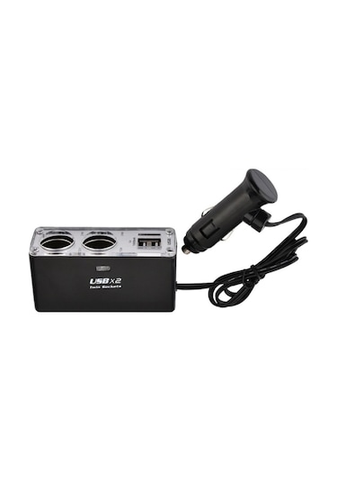 Araç Çakmaklık Çoğaltıcı 2 Li Usb Araba Çakmak Soket Çoklayıcı