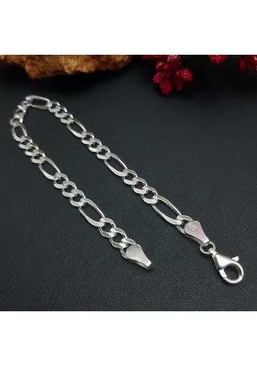 925 Ayar Gümüş Figaro Model Erkek Bileklik 5.5  Mm