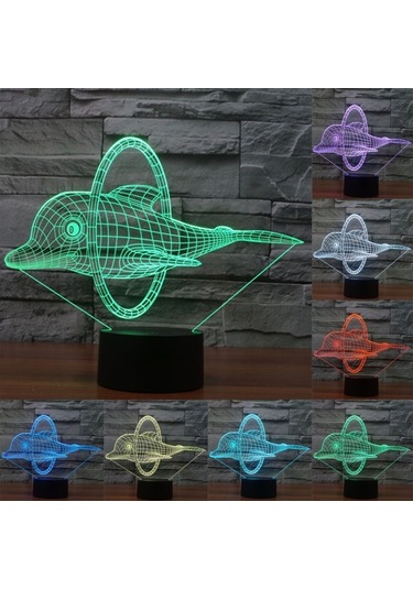 Sones Yunus Atlama Tarzı 3d Dokunmatik Anahtarı Kontrol Led Işık, 7 Renk Renk Değişikliği Yaratıcı Görsel Stereo Lamba Masa Lambası Gece Lambası Çok Renkli