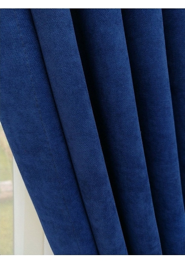 Evdepo Home Parlament Petek Fon Perde Tek Kanat Lacivert