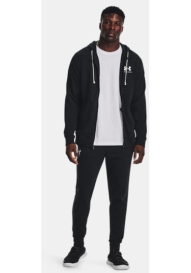 Under Armour UA Rival Terry Erkek Eşofman Altı 1380843-001 Siyah - Beyaz