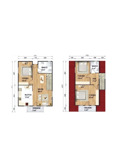 Ballife Prefabrik 134 M2 Standart Dubleks Prefabrik Konut