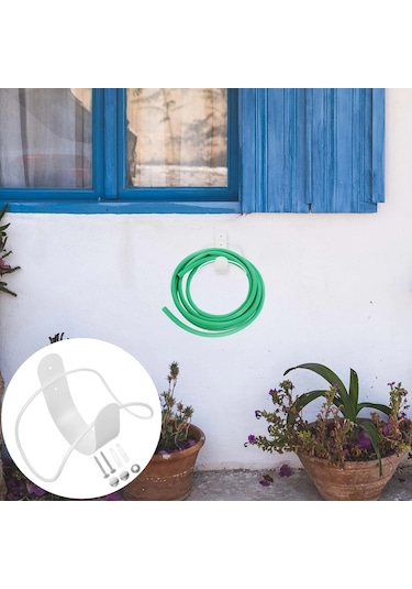 Sones Paslanmaz Çelik Hortum Saklama Tutucu Bahçe Ev Araba Yıkama Musluğu Hortum Saklama Kancası, Model: Duvara Monte Beyaz Diğer