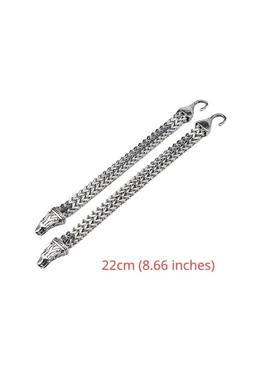 Novahub İskandinav Viking Kurt Kafası Paslanmaz Çelik Erkek Bileklik Hip Hop Kişiselleştirilmiş Çift Sıralı Bilezik 19cm Gümüş Gümüş