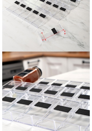 36'lı Şeffaf Kristal Plexi Standlı Cam Baharatlık Seti Siyah Kapak Ve Etiketli Baharatlık Mh03syh36 Siyah - Şeffaf