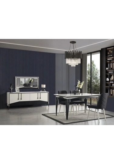Yonca Yemek Odası Takımı Yemek Masası + 4 Adet Sandalye Beyaz