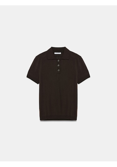 Dilvin 10871 Lyocell Karışımlı Polo Yaka Bluz-koyu Kahve