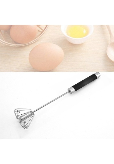 Ulzyvf Yumurta Çırpıcı Paslanmaz Mutfak Mikseri Döndürülebilir Çelik Siyah