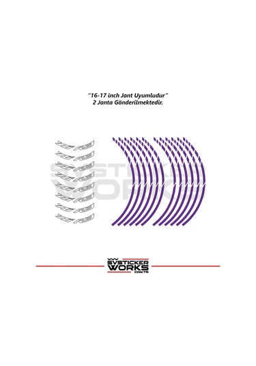Yamaha Yzf-r3 Yazılı Jant Sticker Dış Ve İç Set Sticker Jant Şeridi Mor