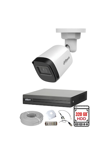Fury Dahua 1 Kameralı Gece Görüşlü Su Geçirmez Full Hd Güvenlik Kamerası Seti 320gb