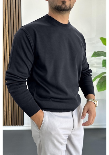 Erkek Bisiklet Yaka Normal Kalıp Kazak Lacivert Edw410 Lacivert