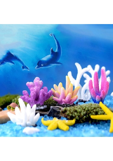 Sones 10 Pcs Simülasyon Reçine Mercan Akvaryum Balık Tankı Küçük Süsler, Renk: No. 8 Renkli