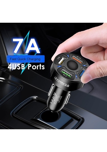 Createtech Usb Te-094 Siyah Şarj Hızlı Fonksiyonlu Fişi Dönüşüm Çok Cihazı Çakmak Arada Araç 4'ü 1 Sz