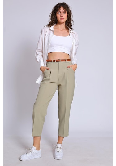Kemerli Pantolon-haki Haki