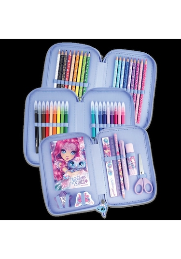 Taros Nebulous Stars-12501 3-tier Pencil Case Mor Fermuar Çok Renkli