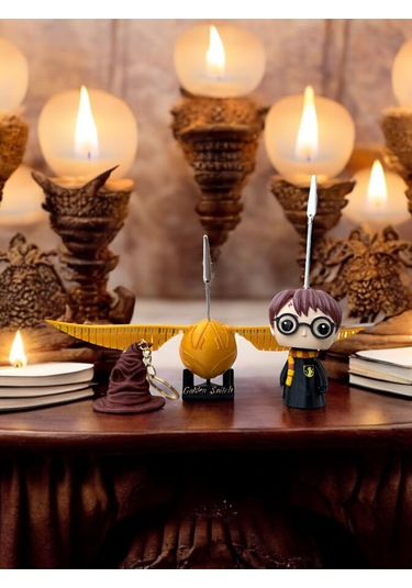 Harry Potter Temalı Not Tutacağı - Seçmen Şapka Anahtarlık - Snitch Ve Hareketli Kafa Harry Tutacak Çok Renkli