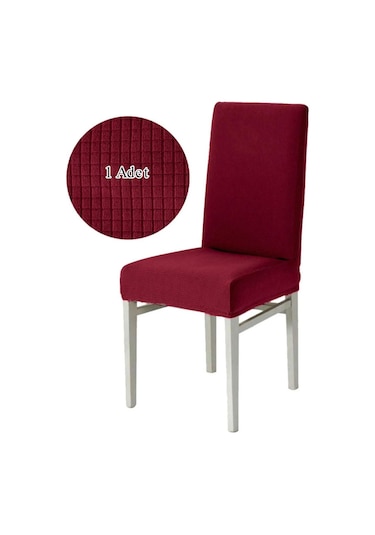 StarMall Likrali Sandalye Kılıfı, Lastikli,esnekli Sandalye Örtüsü Pitikare Desen 1 Adet Bordo