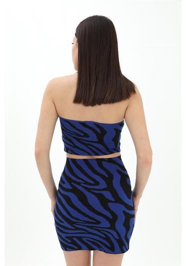 Zebra Desen Etek - Saksmavisi - Saksmavisi Saks Mavi