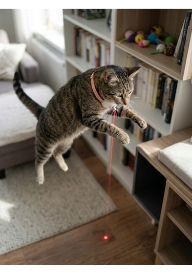 Otomatik Lazerli Kedi Tasması - Şarjlı İnteraktif Kedi Oyuncağı