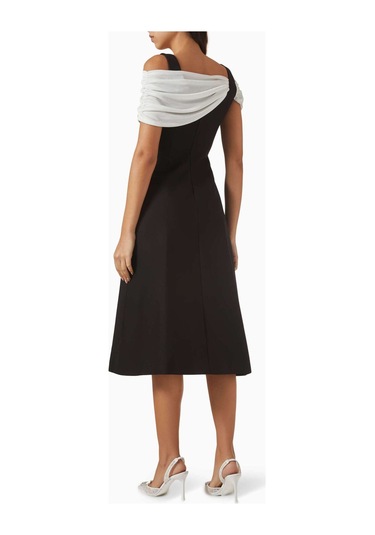 Eegen Studio Off - Shoulder Midi Elbise Zarif Ve Şık Görünüm, A - Line Silahet Siyah