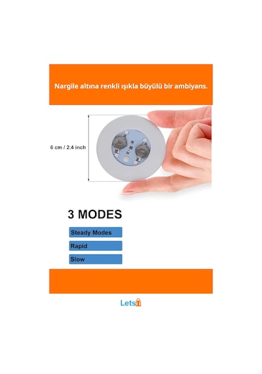 6 Cm Yapışkanlı Led Işık Nargile Altı Işıklandırma