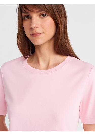 Dilvin 31763 Bisiklet Yaka T-shirt-toz Pembe Toz Pembe