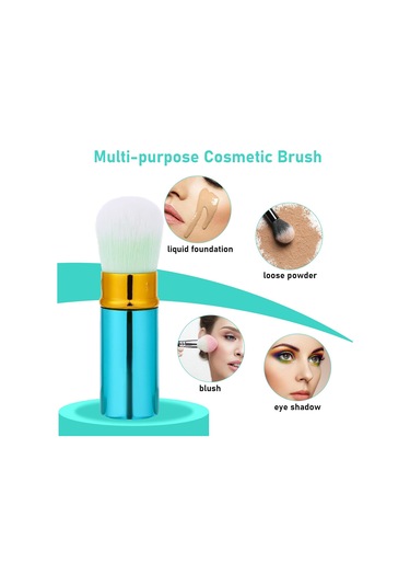 Geri Çekilebilir Fondöten Fırçası, 2'li Paket Seyahat Allık Fırçası Kabuki Fırçası, Allık, Bronzlaştırıcı, Parlatıcı Ve Aydınlatıcı İçin Kapaklı Taşınabilir Pudra Fondöten Fırçası Flawless Pudra Kozmetikler Mavi Ve Pembe