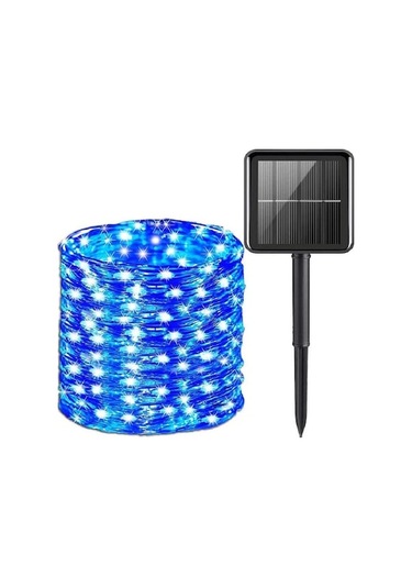 Novahub Güneş Enerjili Açık Işık Dize 8 Modlu Peri Masalı Güneş Led Işık Peyzaj Işığı 7m Blue