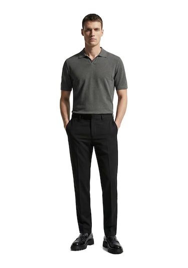 Düz Kumaş Slim Fit Klasik Erkek Pantolon Rafael Siyah
