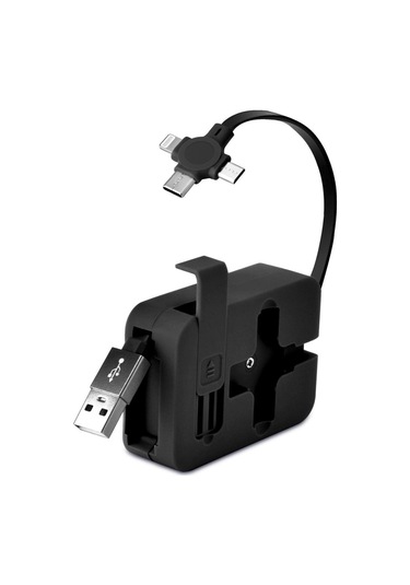 Zmc Bilişim Cep Tipi Telefon Tutuculu Makaralı Uzayıp Kısalabilen 3'ü 1 Arada Usb Şarj Kablosu